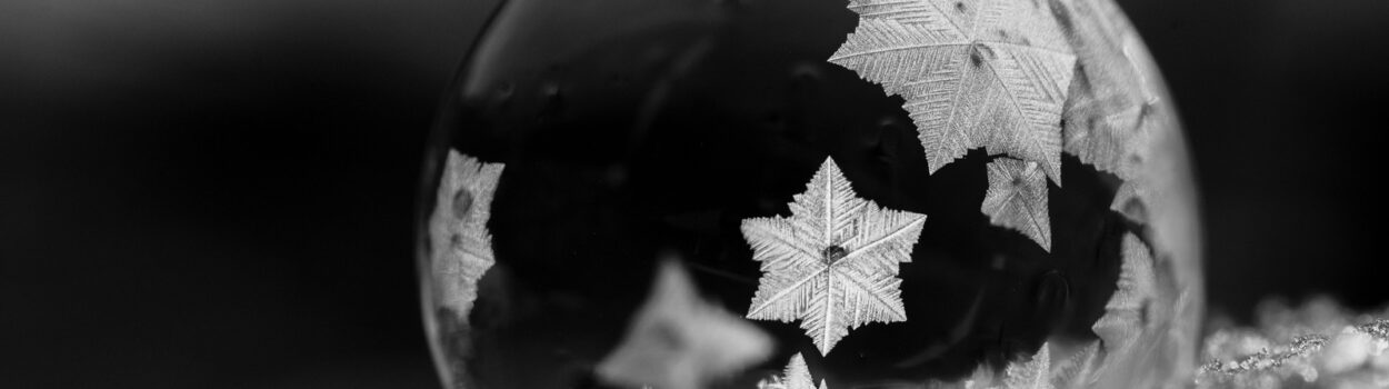 Crystal flakes on bubble